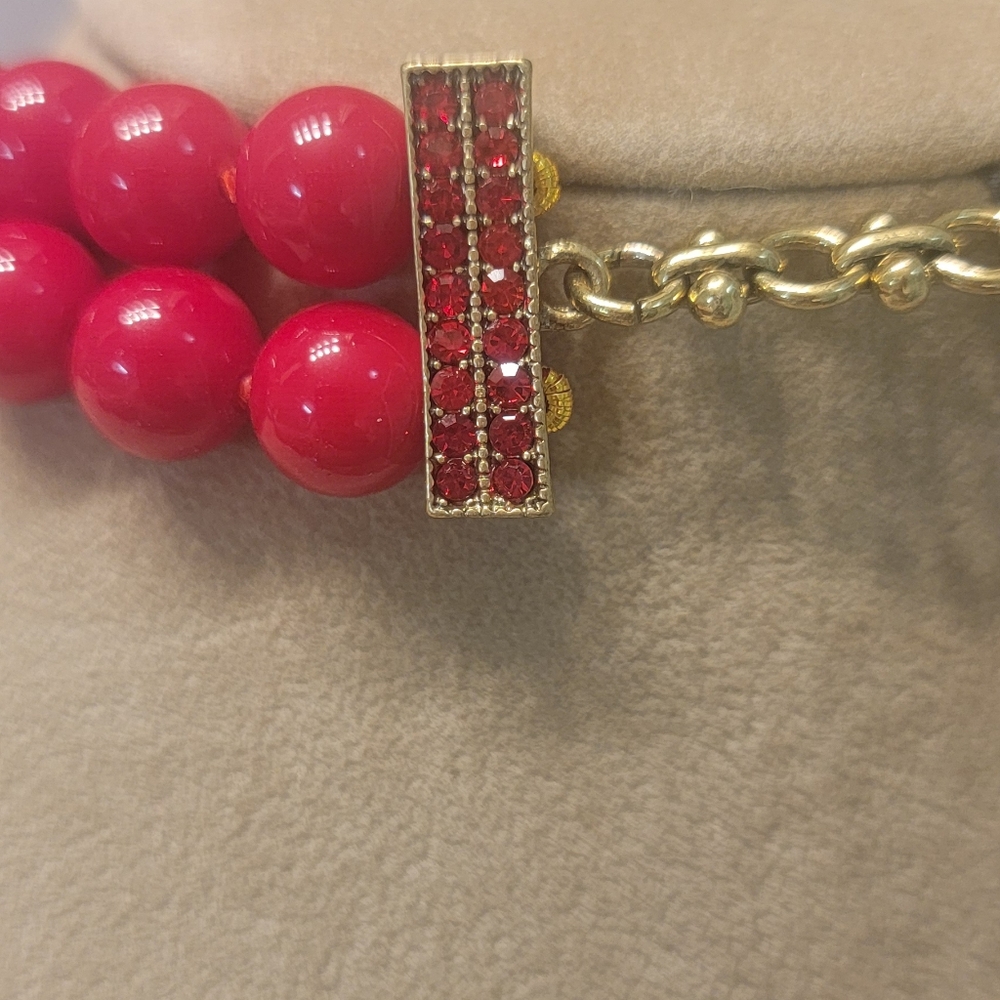 Heidi Daus Lucky Koi Fish inlaid Red Shiny Rhinestone‎ Enamel Necklace - Picture 4 of 10